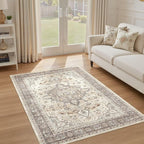 4x6 Area Rug Washable Rugs: Boho Large Neutral Vintage Soft Rugs Stain - Image 5