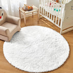 Andency White Round Area Rug for Living Room, Large Shag Circle Rug 7x7 for - Image 4