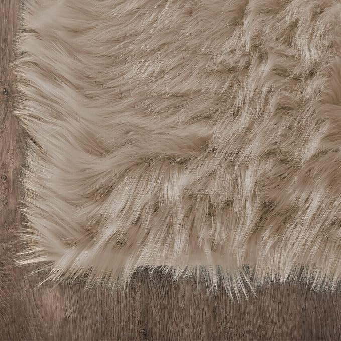 Latepis Light Brown Beige Faux Sheepskin Fur 2x10 Runner Rug - Image 5