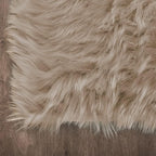 Latepis Round Rug 6.7ft Light Brown Beige Faux Fur Circle Rugs Washable Shag - Image 5