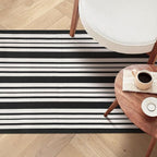 KOZYFLY Black and White Striped Outdoor Doormat 27.5x43 Inches Area Rug - Image 2
