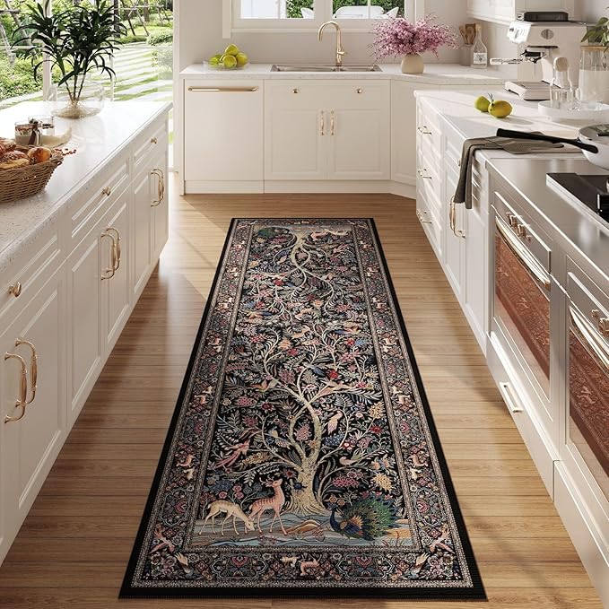 Rugcomf Runner Rug 2x6 Vibrant Tree of Life-Patterned Vintage Kitchen Rugs Non by Rugcomf