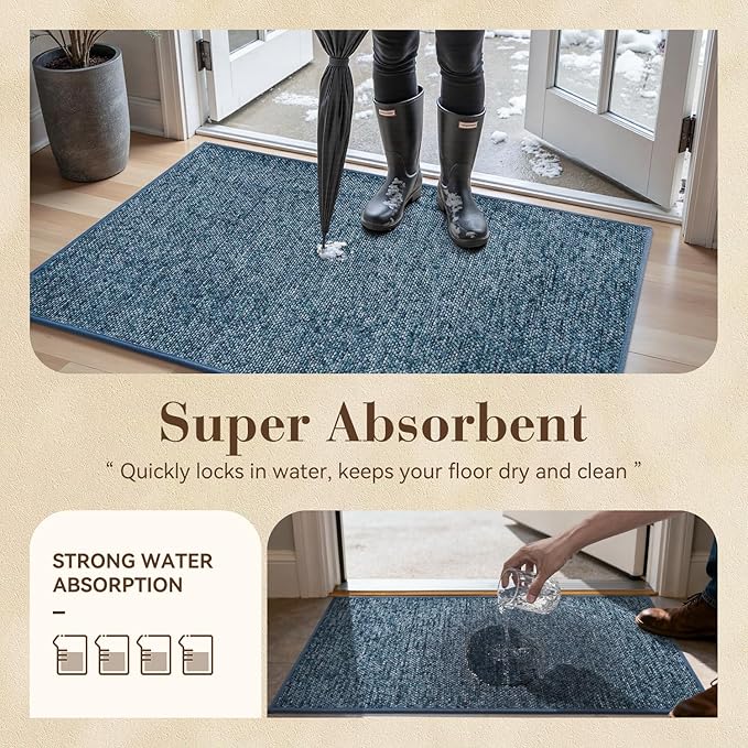 MontVoo Door Mat Indoor Entrance Doormat, Absorbent Durable Rubber Non Slip - Image 5