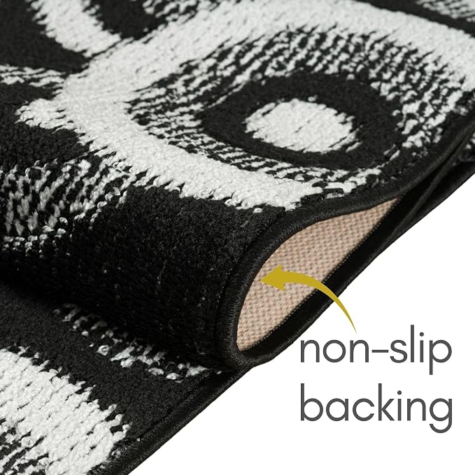 Custom Size Black Hallway Runner Rug | Cut to Length 2'3" x 11' | Non-Slip & - Image 4