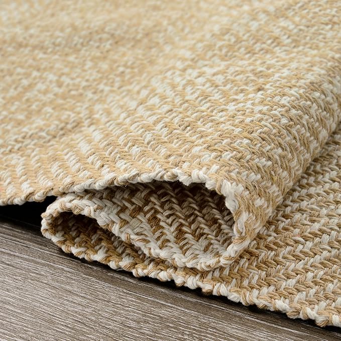 Collive Boho Rugs for Living Room 6x9 Tan, Washable Large Area Rug Braided - Image 3