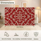 Red Flower Carpet for Living Room, 3x5 Non-Slip Washable Low Pile Abstract - Image 2