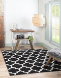 Rugs.com Lattice Collection Rug – 8 Ft Square Black Medium-Pile Rug Perfect by Rugscom
