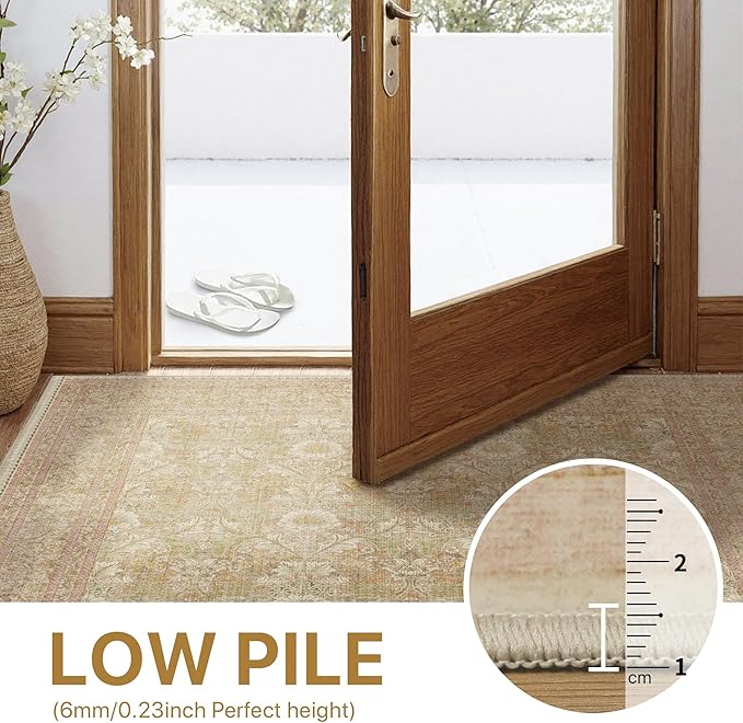 Bavni 4x6 Vintage Floral Rug, Washable Non Slip Area Rug - Image 6
