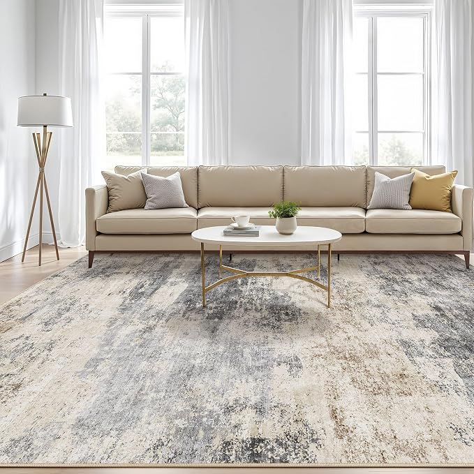 10x14 Area Rugs Living Room: Washable Large Abstract Modern Soft Rug Stain - Image 5