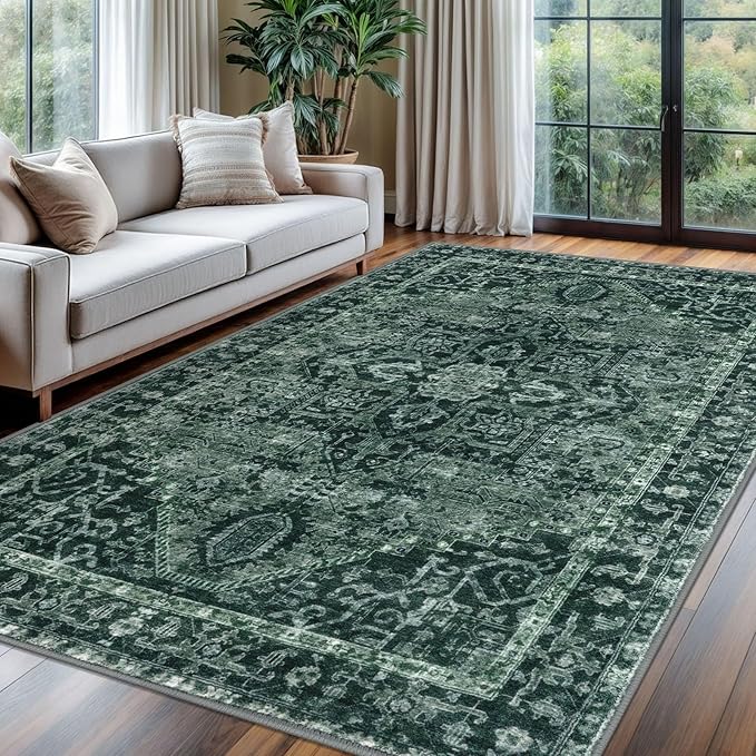 KOZYFLY Boho Area Rug 6x9 Ft Thin Washable Rugs by KOZYFLY