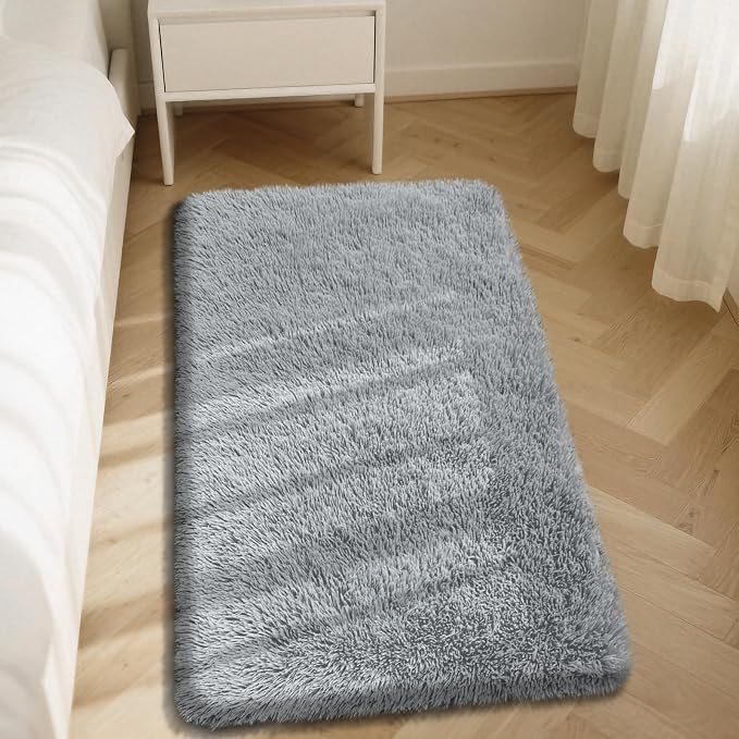 Fluffy Rug Shaggy Area Rug, Small Bedside Rug, Soft Fluffy Shaggy Entryway - Image 2