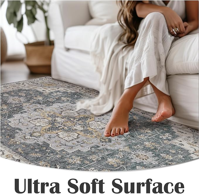 jinchan Runner Rug 3x8 Vintage Hallway Runner Boho Washable Rug Floral - Image 2