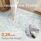 Blue Area Rug 6x9 Machine Washable Vintage Living Room Distressed Non Slip - Image 3