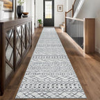 KUTA Long Hallway Runner Rug 2.6x18 Non-Slip Washable, Moroccan Vintage Grey by KUTA