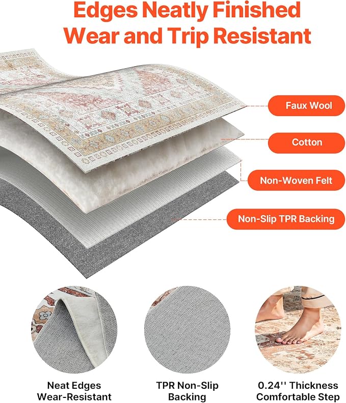 VEVOR 8 x 10 ft Area Rug Large Washable Rug Non-Slip and Tear-Resistant Soft - Image 6