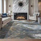 Modern Washable Rug for Living Room: Abstract 9x12 Area Rugs for Bedroom Low by Luxcrest