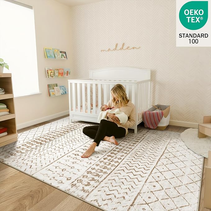 5x7 Machine Washable Area Rug for Living Room, Kids and Pets Friendly for - Image 3