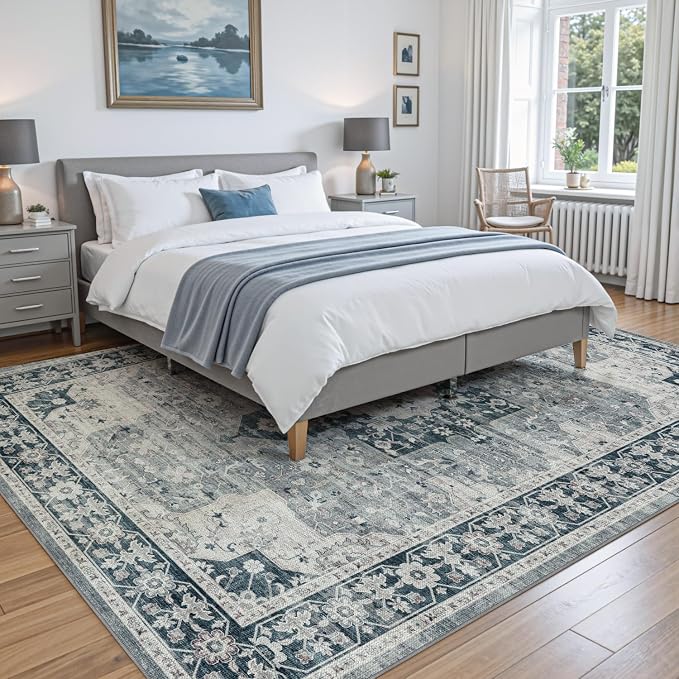 DEXI 8x10 Area Rug for Living Room, Washable Vintage Farmhouse Thin Rug Indoor - Image 3