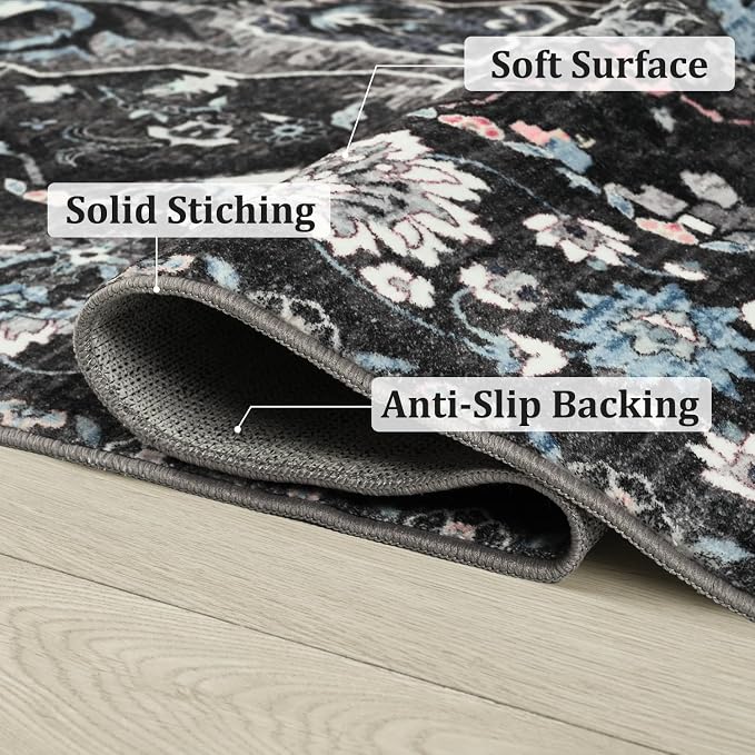 Area Rugs 6x9 for Living Room, Washable Vintage Rugs -Low Pile Distressed Rugs - Image 6