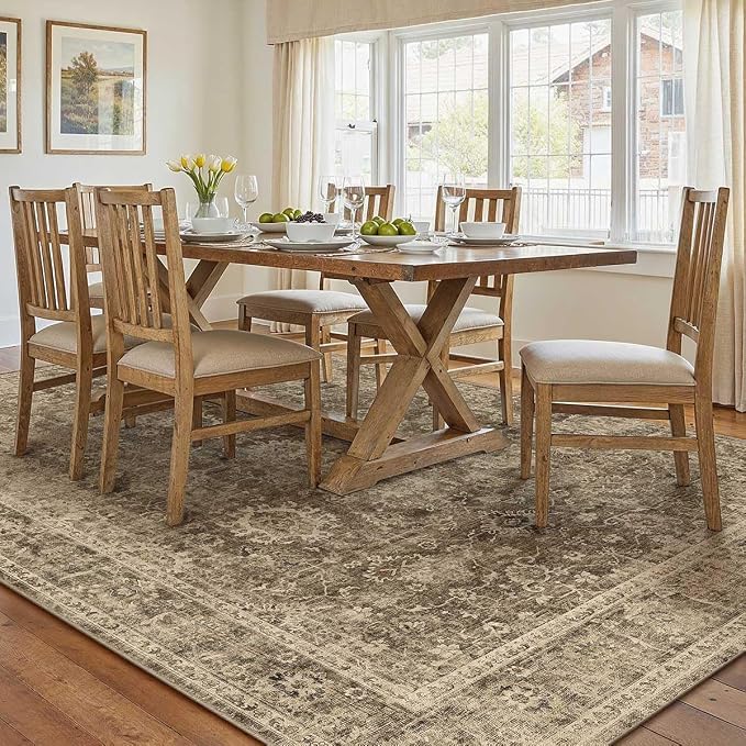 10x14 Brown Vintage Area Rug for Living Room Bedroom Large Distressed Rustic - Image 5