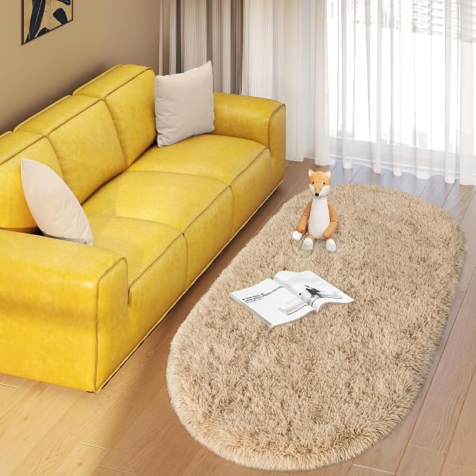 Soft Fluffy Area Rug for Bedroom, Fuzzy Shaggy Oval Throw Rugs for Bedside - Image 8