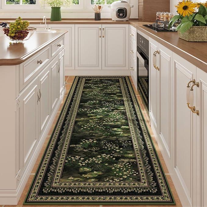 Rugcomf 2x6 Runner Rug Impressionist-Style Vintage Kitchen Rugs Non Slip by Rugcomf