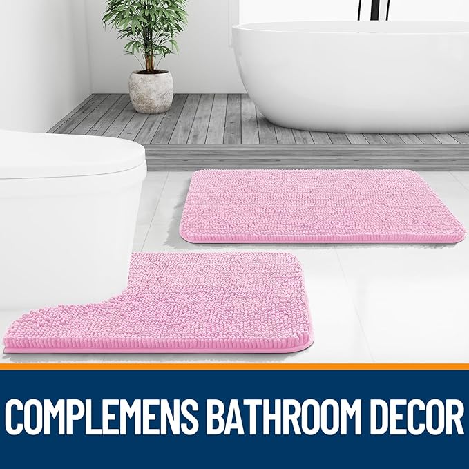 OLANLY Toilet Rugs U-Shaped 24x20, Extra Soft Absorbent Chenille Contour - Image 7