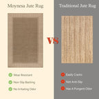 Moynesa Brown Striped Border Easy Jute Outdoor Indoor 5x7 Area Rugs - Image 4