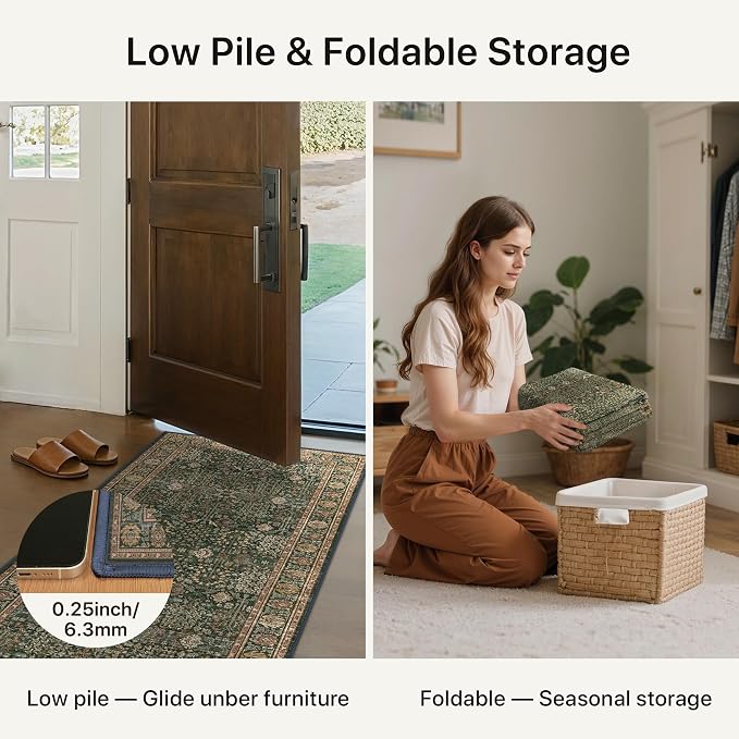 Bavni Washable Rugs 8x10-Machine Washable Rug Lightweight Low Pile, Vintage - Image 3