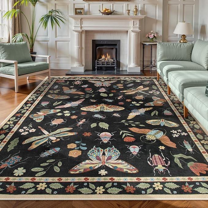 Lahome Insect Area Rugs 8x10, Non Slip Washable Rugs by Lahome