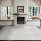 Beverly Rug Micro Loop Area Rug White 6x9 Modern Luxury Soft Circle Geometric by BeverlyRug