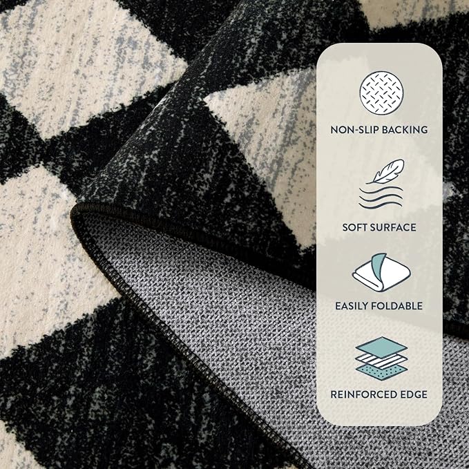 Lahome Washable Kitchen Runner Rug, 2x7 Black and White Hallway Runner Rugs - Image 6