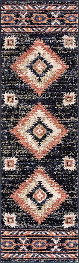 Well Woven Tulsa Lea Blue Traditional Southwestern Tribal 2'7" X 9'10" Runner - Image 3