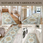 Area Rugs 2'x6' Washable Non-Slip, Floral Vintage Distress Print Pattern - Image 9
