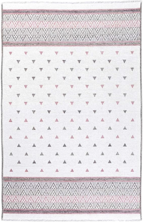 Alfa Rich 5x8 Mauve Gray Off White Washable Area Rugs - Image 8
