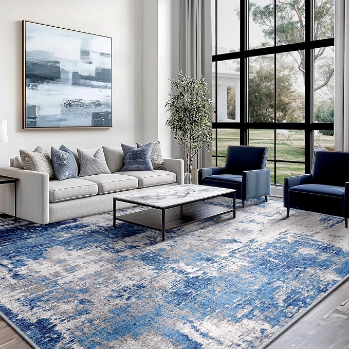 Washable Area Rugs 8'x10' Non-Slip Modern Abstract Soft - Image 5