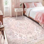 Area Rugs 5'x8' Washable Non-Slip, Floral Vintage Distress Print Pattern - Image 6