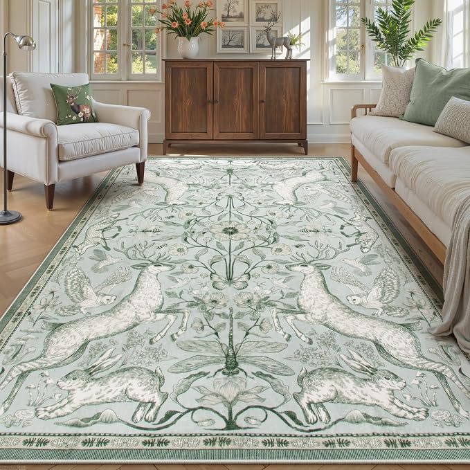 Lahome Boho Animal 6x9 Washable Living Room Area Rugs, Botanical Large Boho Non by Lahome