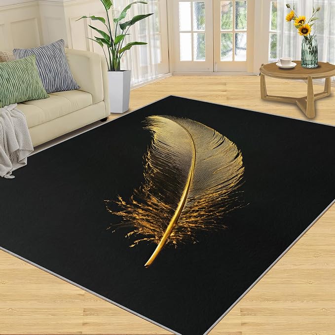 Golden Feathers Rugs for Bedroom - Image 3