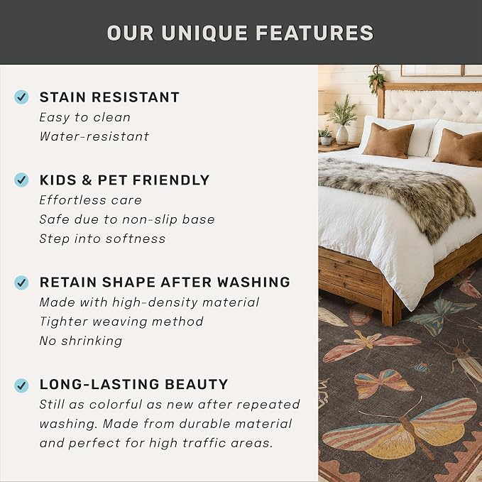 5x8 Brown Rugs for Living Room, Soft Boho Rugs for Bedroom, Non Slip Dining - Image 5
