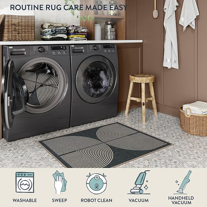Lahome Rainbow Easy Jute Rug, Farmhouse Non Slip Non Shedding Lightweight - Image 5