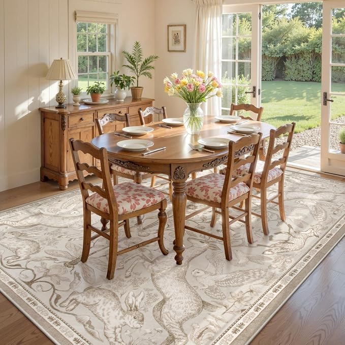 Lahome Boho Animal 6x9 Washable Living Room Area Rugs, Botanical Large Boho Non - Image 3
