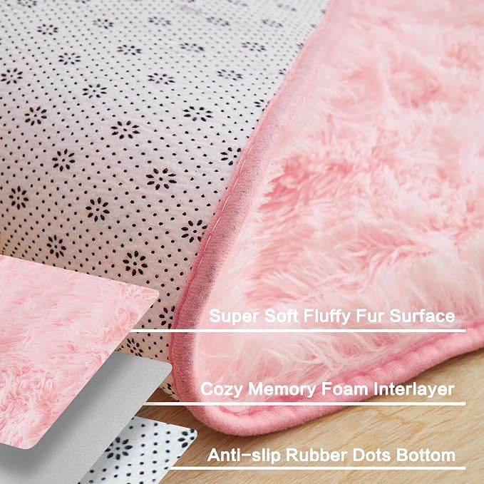 Andency 6x9 Area Rugs Pink, Large Shag Fluffy Soft Shaggy Rugs - Image 4