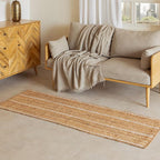 HOMEMONDE Braided Jute Runner Rug 2x6 ft Natural and Off White Stripe - Image 2