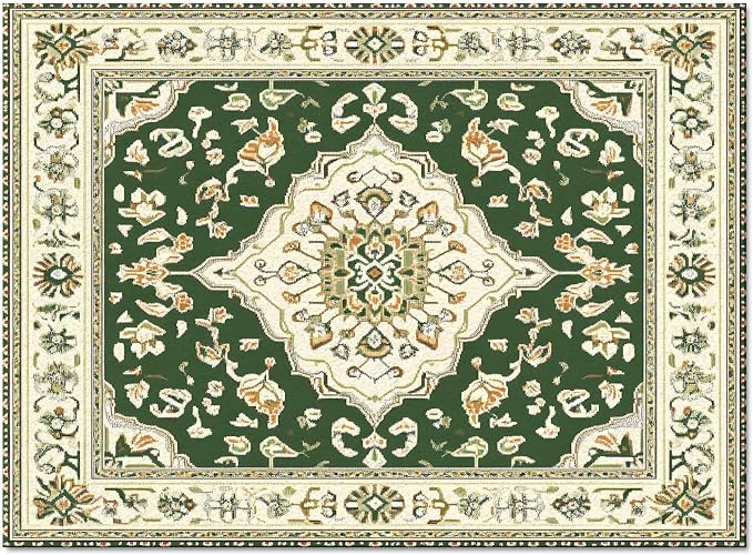 Green Bohemian Rectangular Area Rugs by Libaoge