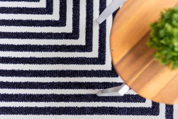 Unique Loom Sabrina Soto Outdoor Collection Geometric, Carved Area Rug - Image 9