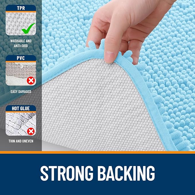 OLANLY Bathroom Rugs 70x46, Extra Soft Absorbent Chenille Bath Rugs, Rubber - Image 6