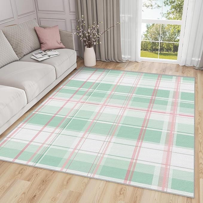 Plaid Washable Rugs by Unknown