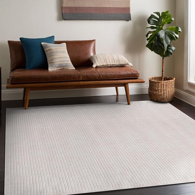 Beverly Rug Easy Jute Off White Rug 5x7 Solid Washable Durable Outdoor Indoor - Image 10