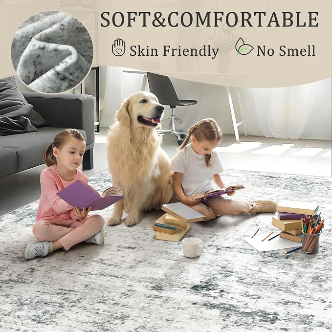 5x7 Machine Washable Area Rug for Living Room, Kids and Pets Friendly for - Image 4